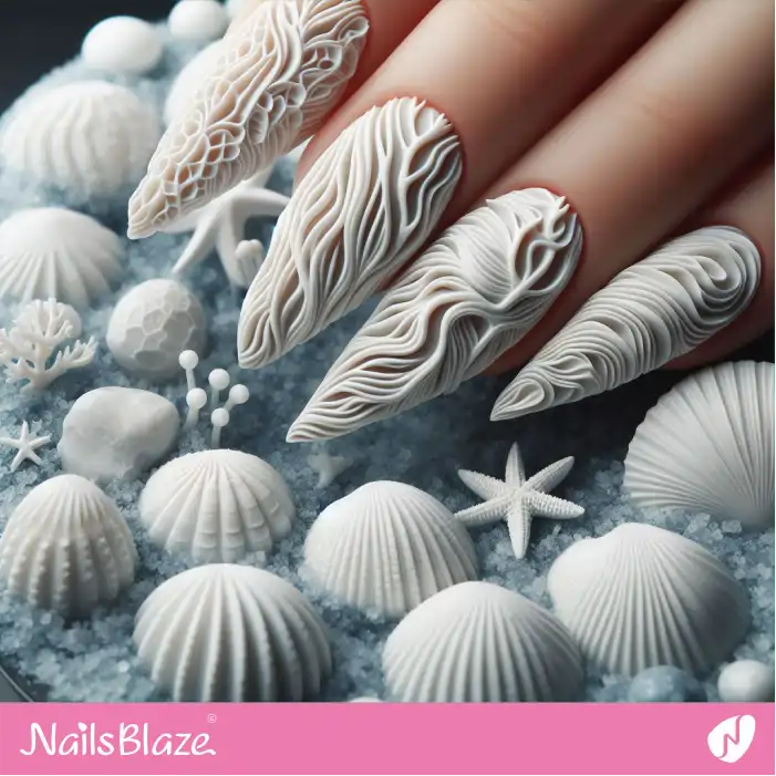 3D Coral Reef Ocean Conservation Nail Design | Save the Ocean Nails - NB2839